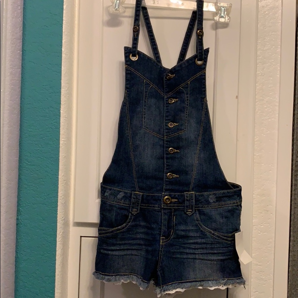 NWT Overall Shorts With Lace